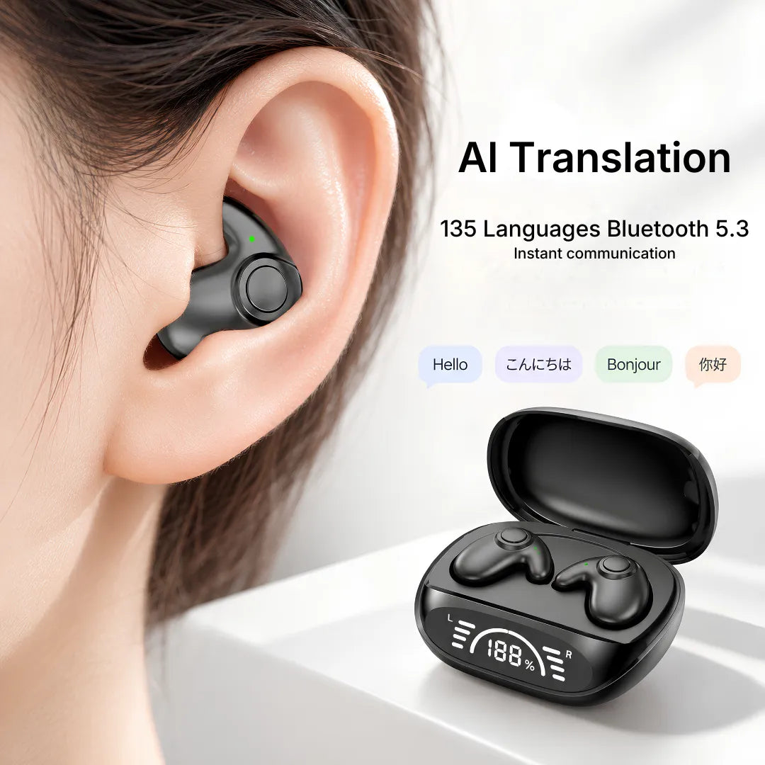 InvisiBuds AI Translator Wireless Earbuds with 135-Language Real-Time Translation & Hi-Fi Sound