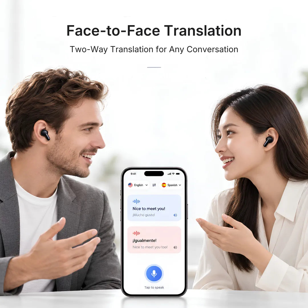 InvisiBuds AI Translator Wireless Earbuds with 135-Language Real-Time Translation & Hi-Fi Sound