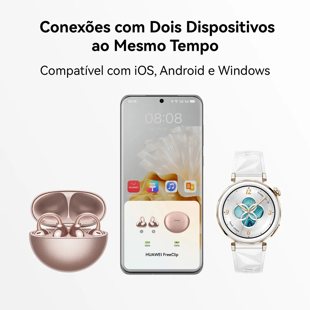 Fones de ouvido sem fio FreeClip de ouvido aberto com design em formato de C e 36 horas de duração de bateria